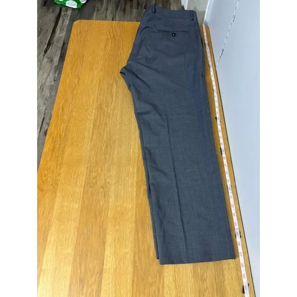 Kenneth Cole AWEAR-TECH Mens 38R Gray Wool Stretch Dress Pants Trousers